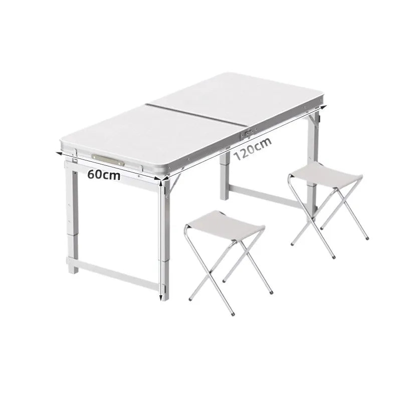 Mesa de picnic plegable portátil, altura ajustable, ligera, compacta, de aluminio, fácil de transportar, para camping, playa, portón trasero, jardín