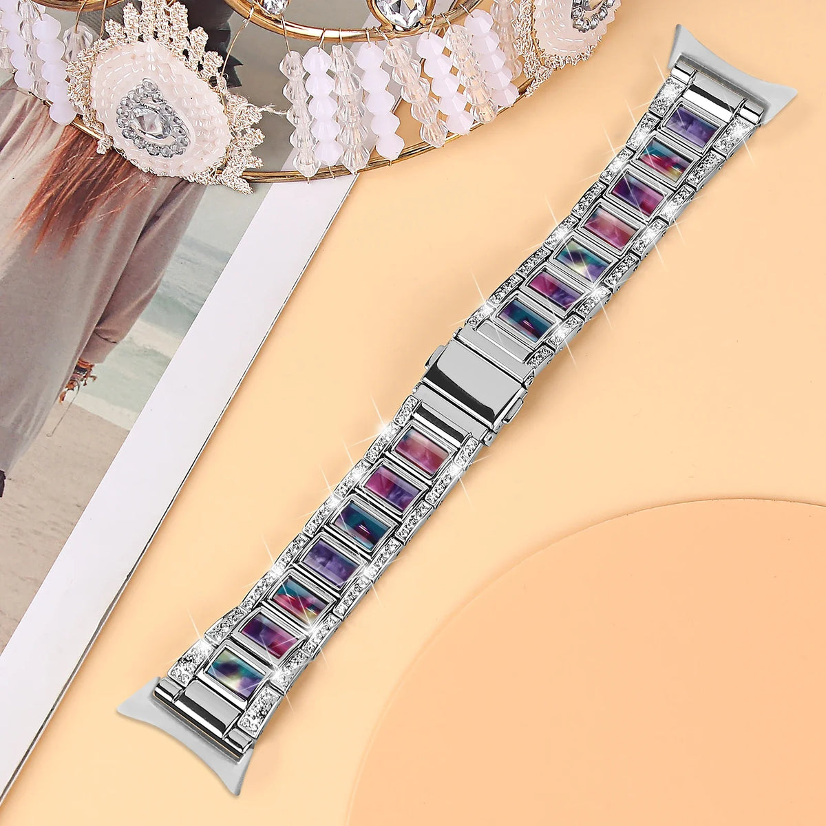 Google Pixel Watch 41mm Diamond Zinc Alloy Bracelet Band