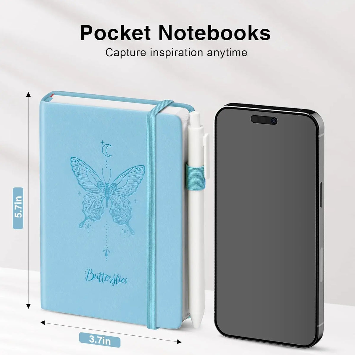Paquete de 3 libretas de bolsillo A6, de tapa dura con líneas y bolígrafos para trabajo o viaje