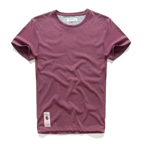 Men's Cotton Basic T-Shirt, Casual Short Sleeve Streetwear Tee