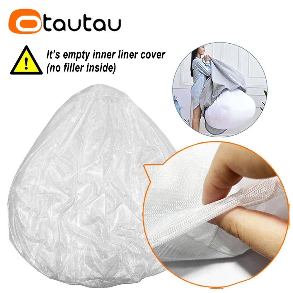OTAUTAU Adults  Children Fluffy Faux Fur Bean Bag Pouf Cover without Filler Beanbag Puff Salon Ottoman Corner Seat Sac DD003