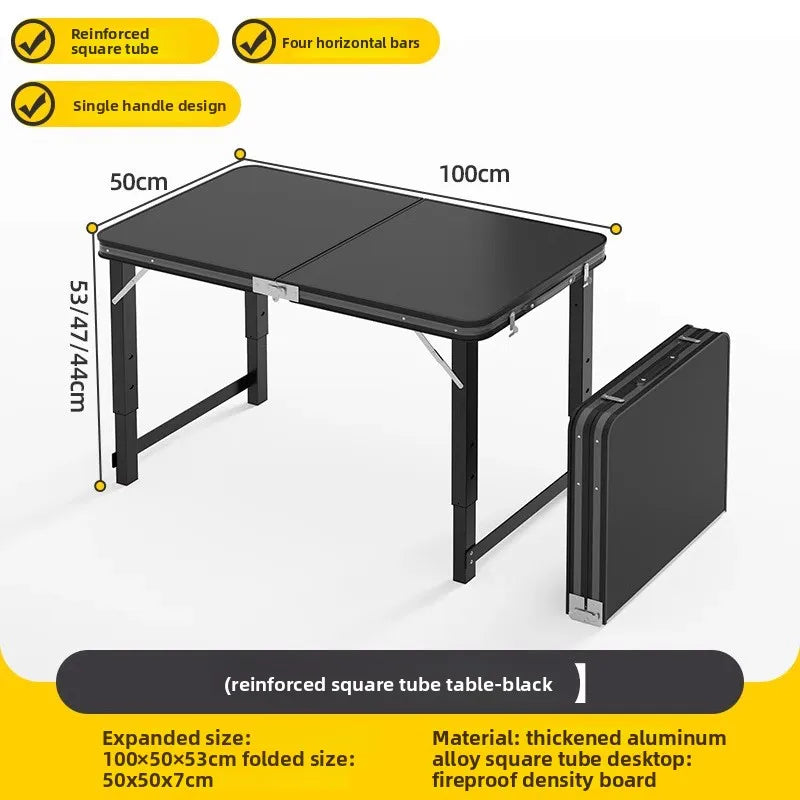 Mesa plegable, puesto, portátil para exterior, mesa pequeña rectangular, camping, picnic, mercado nocturno, mesa y sillas plegables