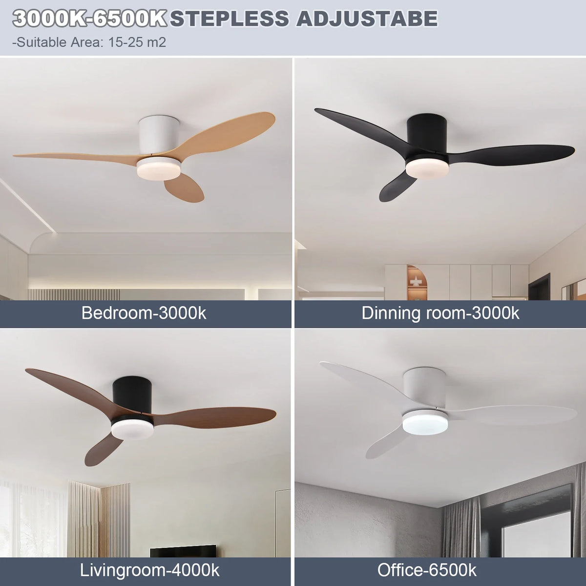 Modern Silent Led Ceiling Fan Lights DC Motor 6 Speeds Timing Fans Loft Remote Control Fan With Lights Bedroom Dining Room