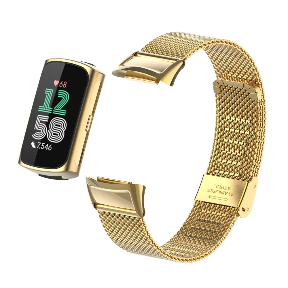 Fitbit Charge 5 & 6 Stainless Steel Mesh Band - Clasp Strap