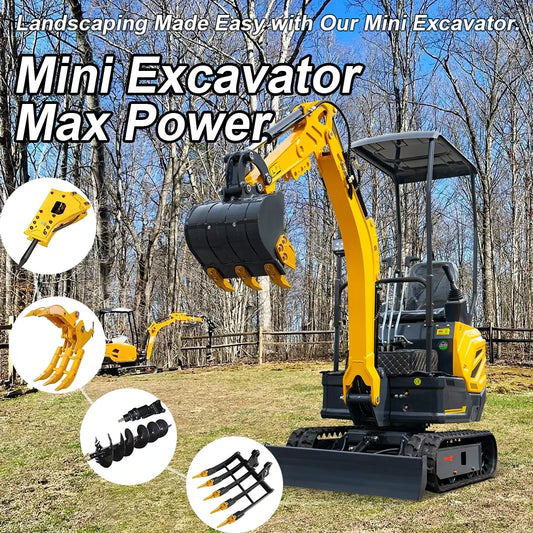 1 Ton Mini Excavator – Compact Micro Digger with Custom Colors for Greenhouse & Farm
