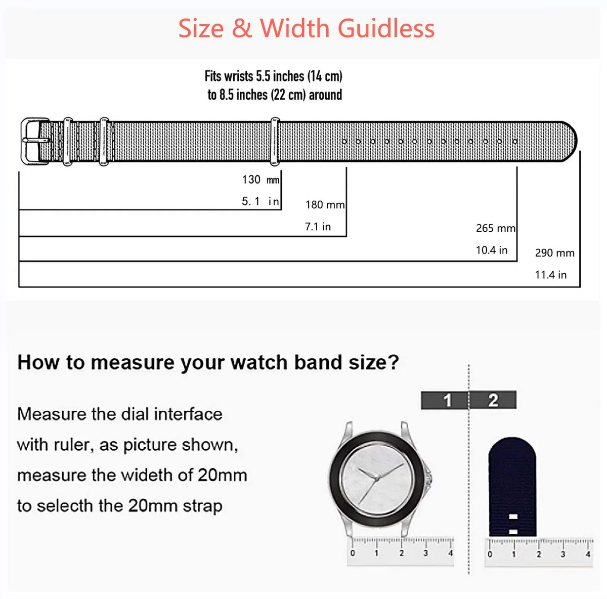 COROS Nylon Ribbed Watch Band For Smartwatch - Military Washable Strap