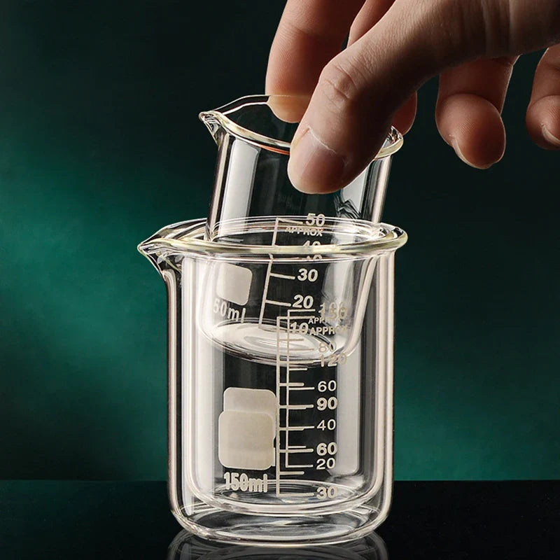 JUSTINLAU 50/100/150/250/500/1000ML High Borosilicate Glass Measuring Cup with Scale Laboratory Beaker Kitchen Baking Glass Cups