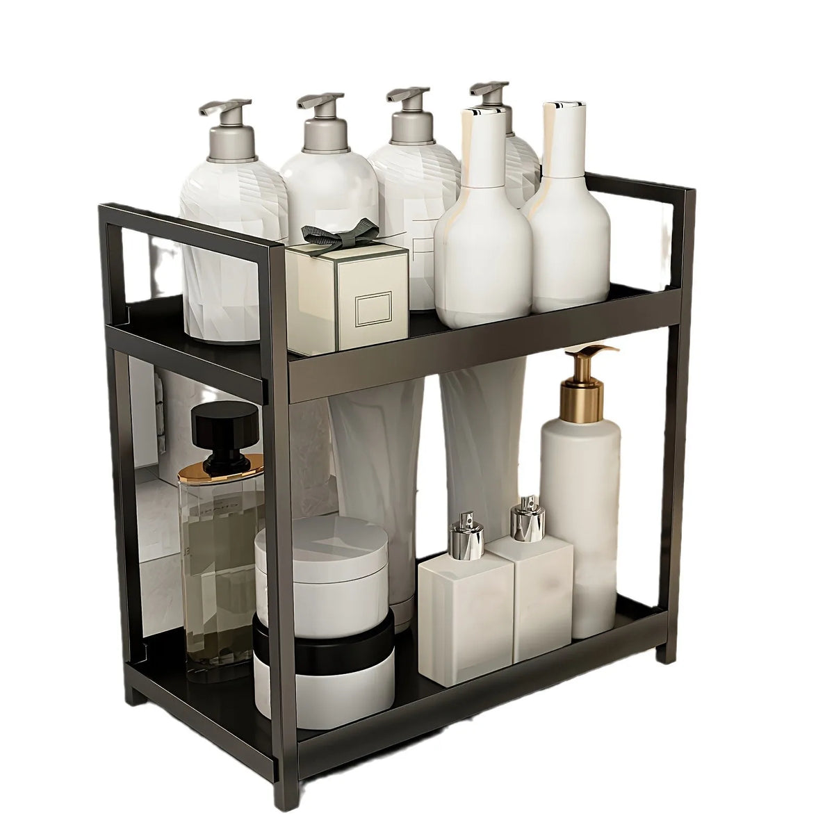 Bathroom Rack,Integrated Dressing Table,Double-layer Skin Care Stand,Cosmetics Organization Rack, Office and HomeCountertop