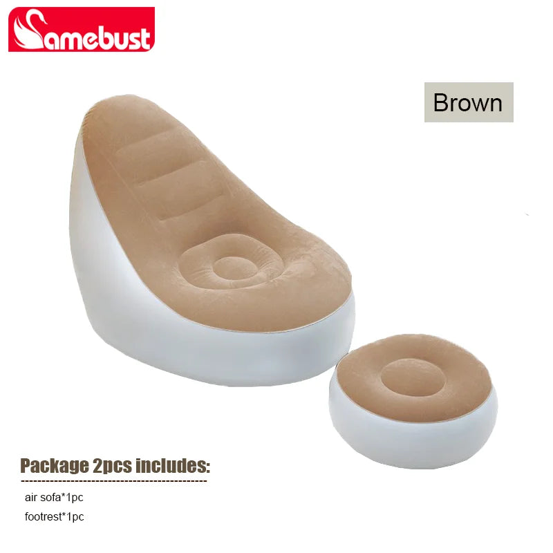 Sofá Hinchable Camebust - Superficie Aterciopelada PVC de Alta Calidad Reposapiés Hinchado Rápido Tumbona Perezosa