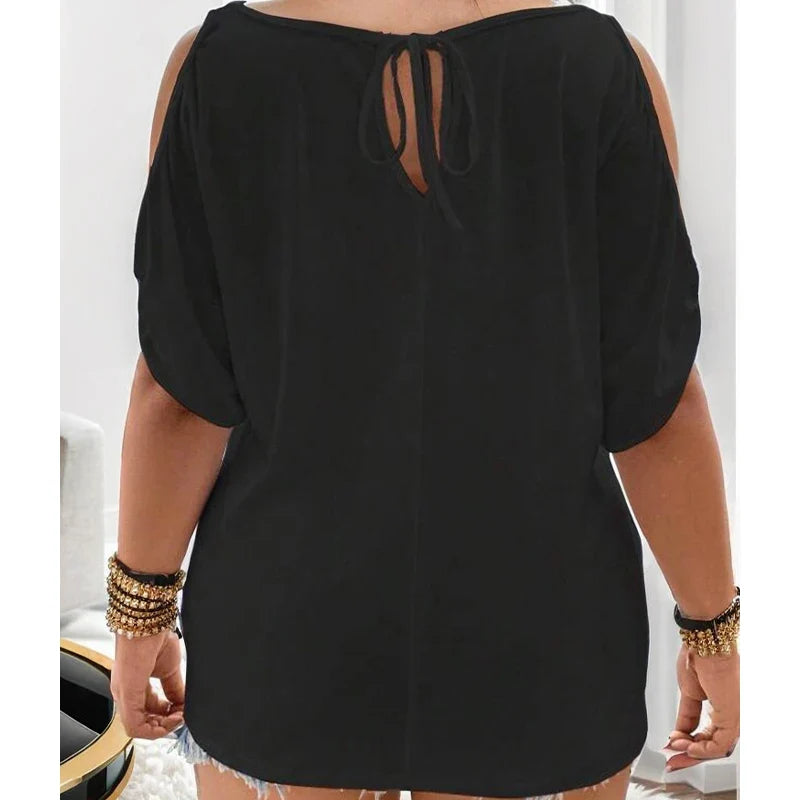 Camiseta de mujer holgada, casual, sin tirantes y de color sólido