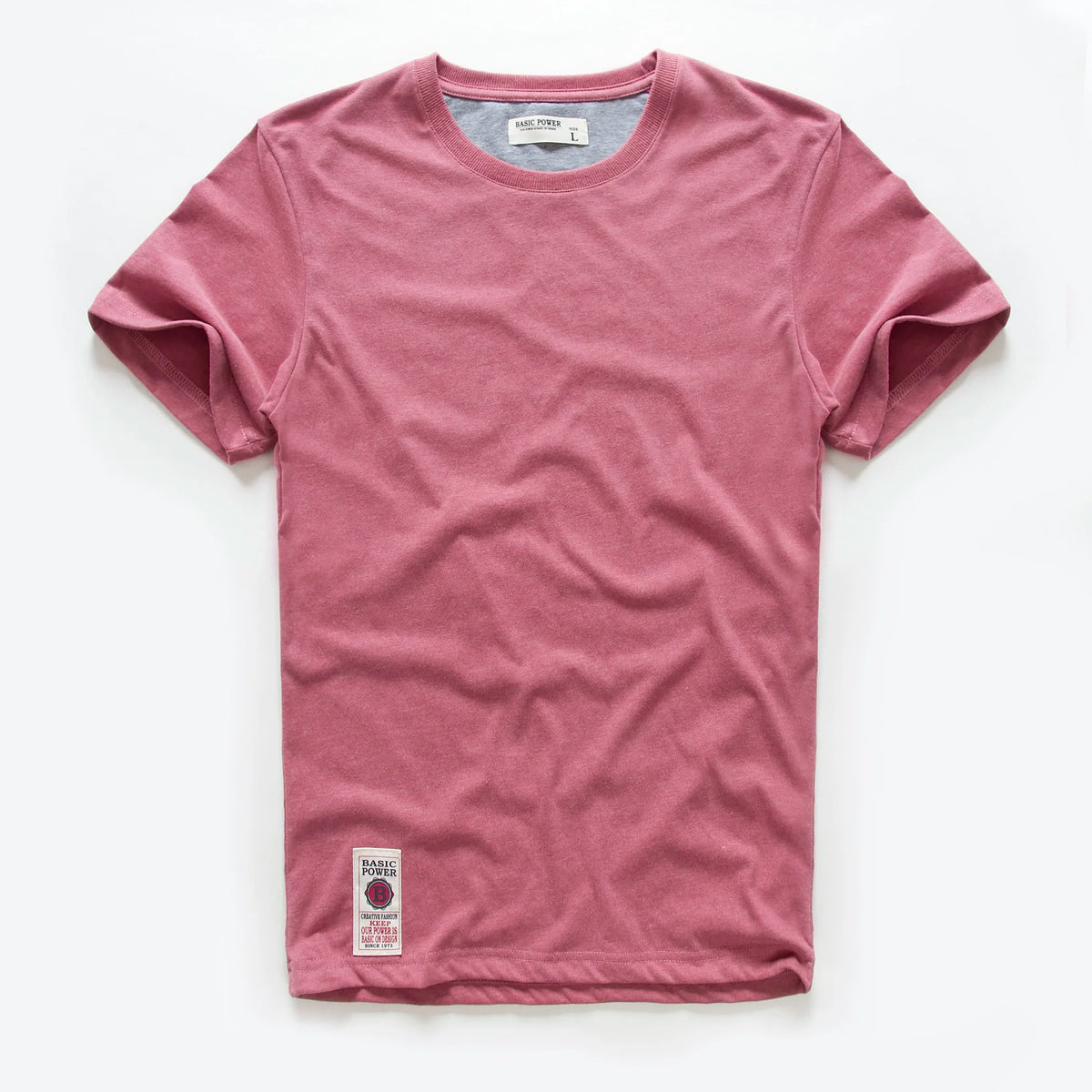 Men's Cotton Basic T-Shirt, Casual Short Sleeve Streetwear Tee