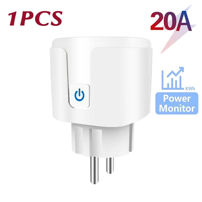 Smart Socket EU 20A Wifi Smart Plug With Power Monitoring Smart Home Voice Control Support Google Assistant Alexa Alice