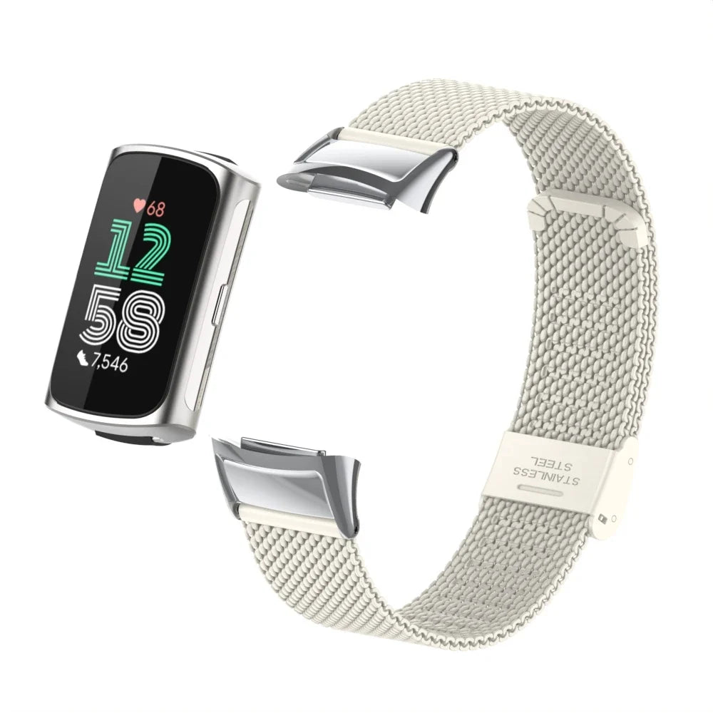 Fitbit Charge 5 & 6 Stainless Steel Mesh Band - Clasp Strap