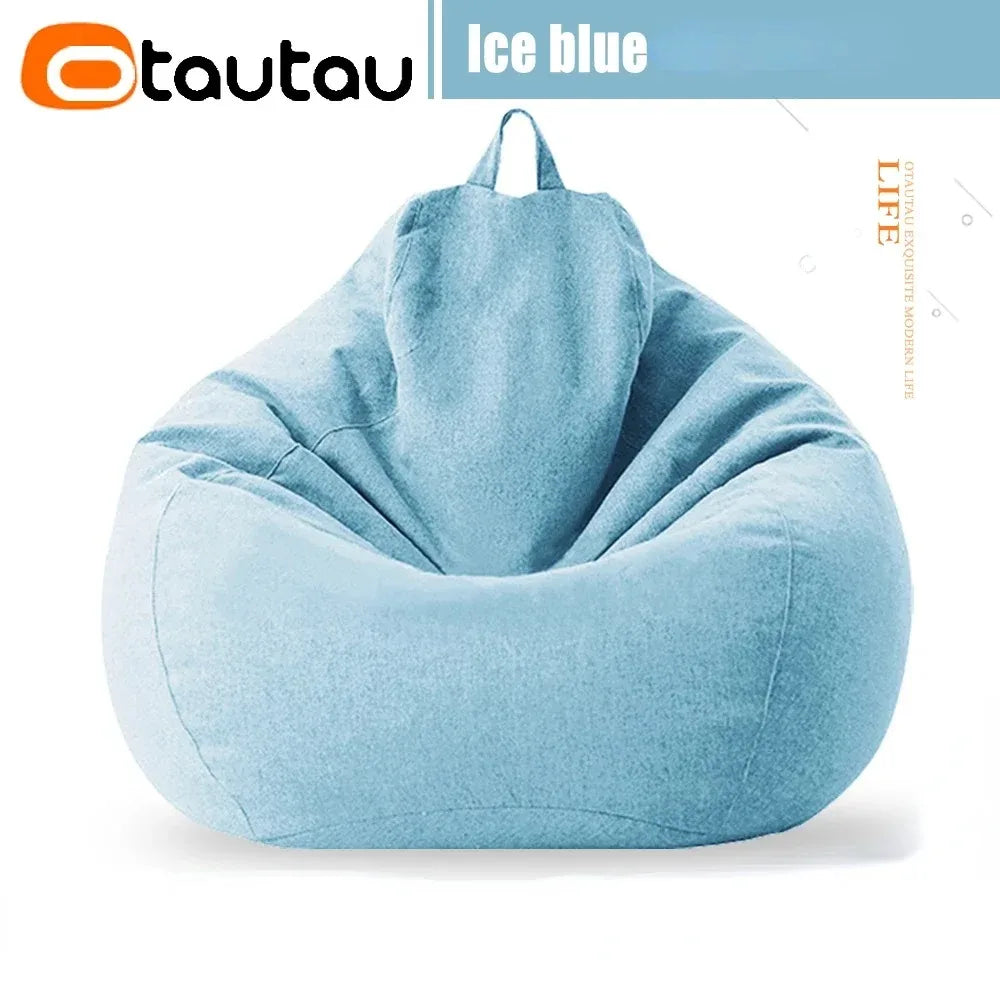 OTAUTAU Cotton Linen Bean Bag Cover without Filler Floor Corner Lazy Beanbag Chair Pouf Salon Ottoman Puff Lounger Sac DD002