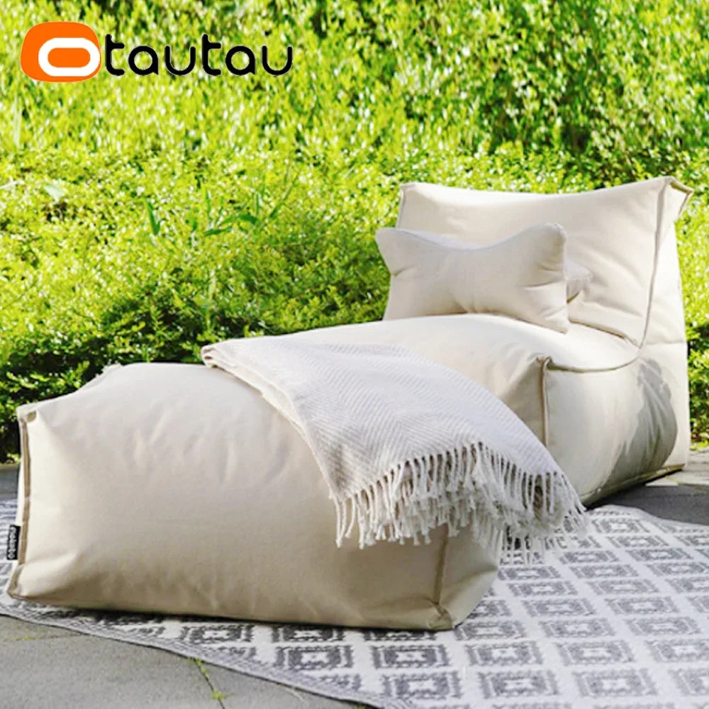 OTAUTAU Funda para puf de exterior Oxford para piscina, flotador, tumbona, club de playa, puf SF505 [¡Sin relleno! ¡Necesitas rellenarlo tú mismo!]