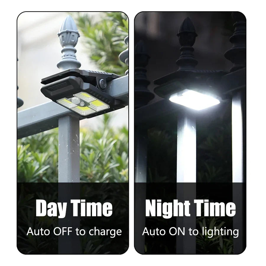 Outdoor LED Solar Clip Light  Portable Waterproof Body Sensor Lamp Courtyard Garden Lamp Patio Home Camping Wall Lights