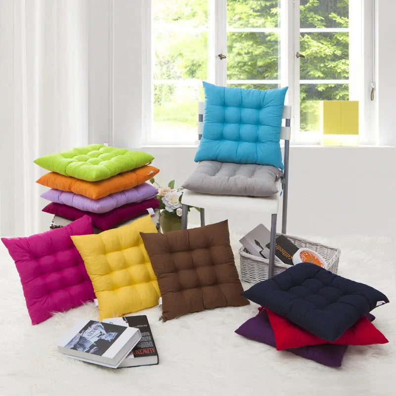 Cojín cuadrado de asiento de 40x40cm, cojines de interior con lazos, alfombrilla de silla suave, cómoda y antideslizante para escritorio de oficina YY098