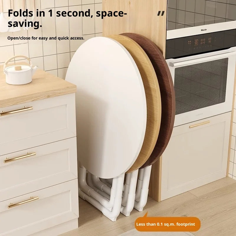 Mesa de comedor redonda plegable portátil Mesa de cocina que ahorra espacio Balcón de apartamento pequeño Exterior Ligera Fácil almacenamiento Madera