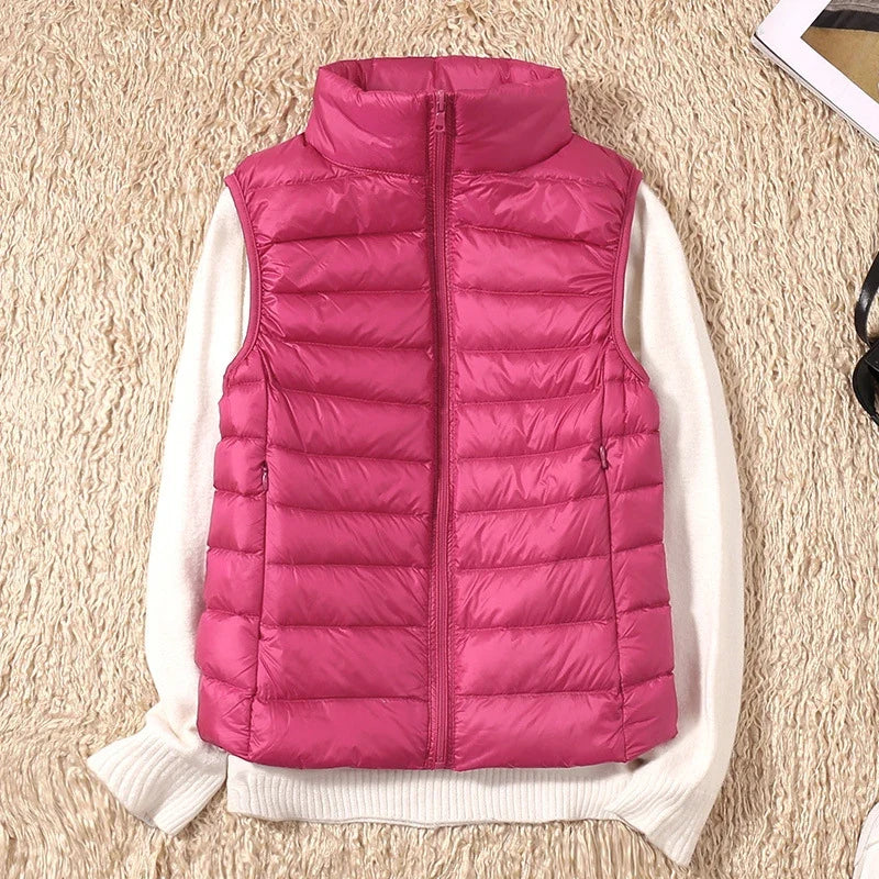 Women Vests 2023 New Autumn Winter Ultra Light Duck Down Vest Female Slim Sleeveless Jacket Windproof Warm Puffer Waistcoat