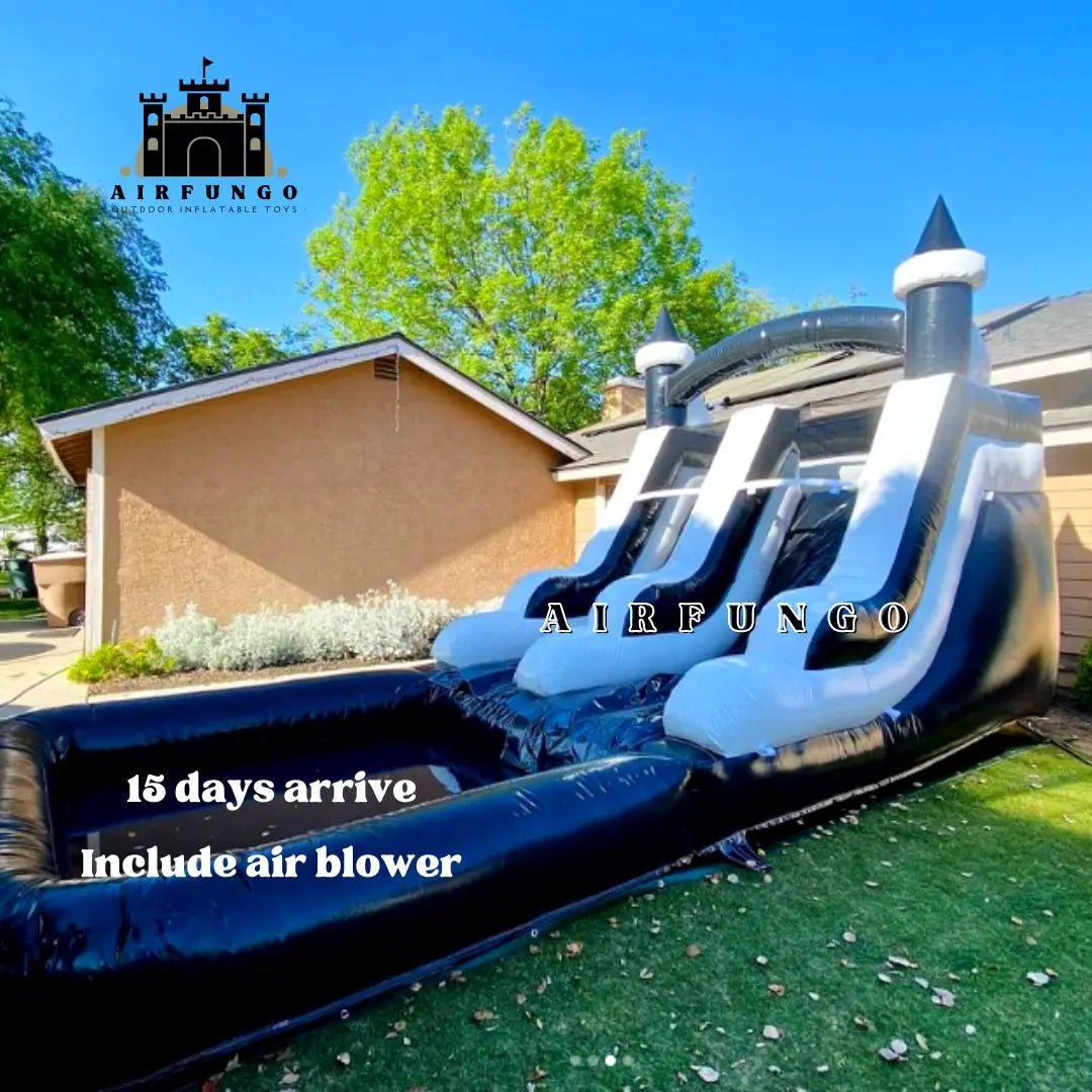 Tobogán Acuático Hinchable de Grado Comercial con Piscina de Salpicaduras, Castillo Hinchable para Adultos y Niños, Incluye Soplador, Personalizable