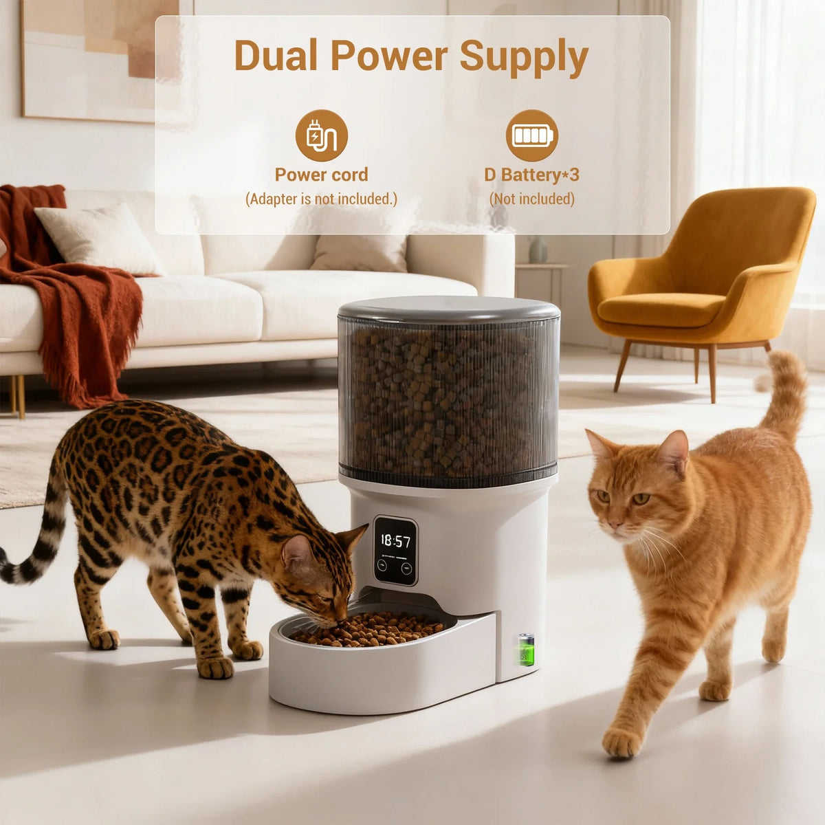 Comedero automático para gatos de 4 litros con temporizador, control de porciones de 1 a 6 comidas al día, control de botón para gatos y perros pequeños