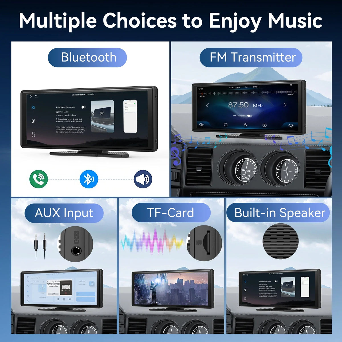 10.26 Inch Portable Wireless CarPlay Screen, Apple CarPlay and Android Auto Touchscreen