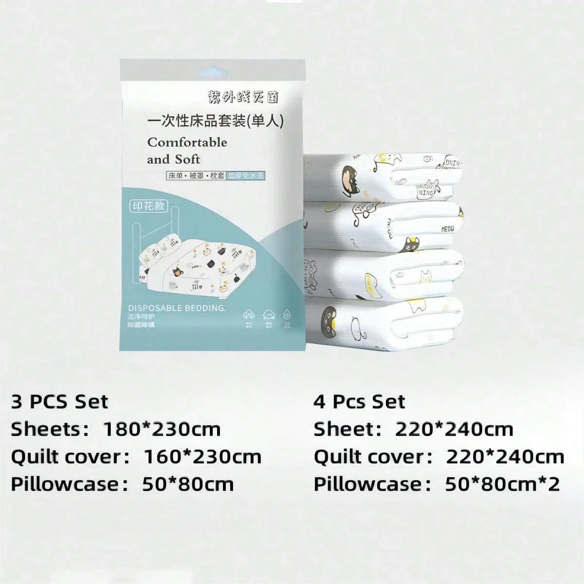4 sábanas desechables tamaño King, sábanas bajeras desechables, funda de cama de viaje para hotel, sábana de viaje desechable