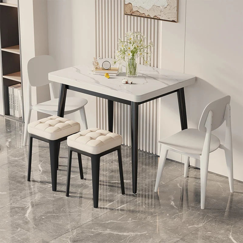 Stacking Stools,PU Leather Square Nesting Four-Legged Stool with Padded Stools Plastic Stackable Stool, Portable Breakfast