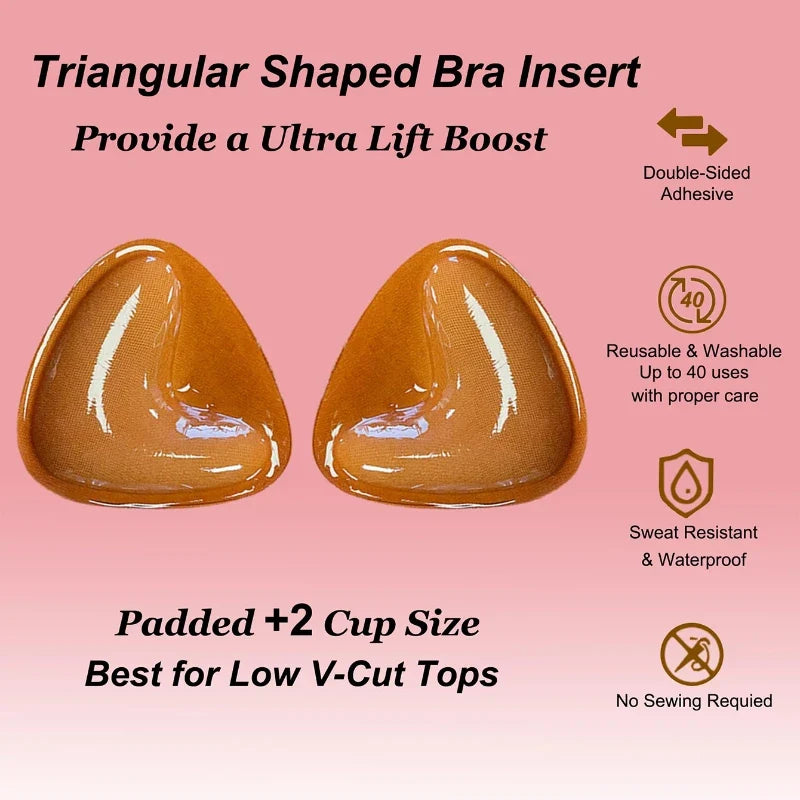 Double-Sided Sticky Bra Pads Women Summer Ultra Instant Push Up Bra Pads Reusable Padded Inserts Strapless Lift For Swimsuit