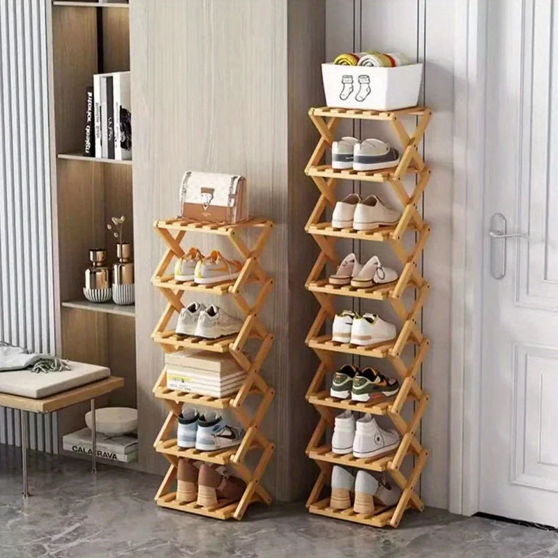 Zapatero Conveniente, Estanterías Plegables que Ahorran Espacio para el Hogar y Dormitorio - Almacenamiento Interior para la Entrada, Estante Estrecho para Zapatos sin Montaje