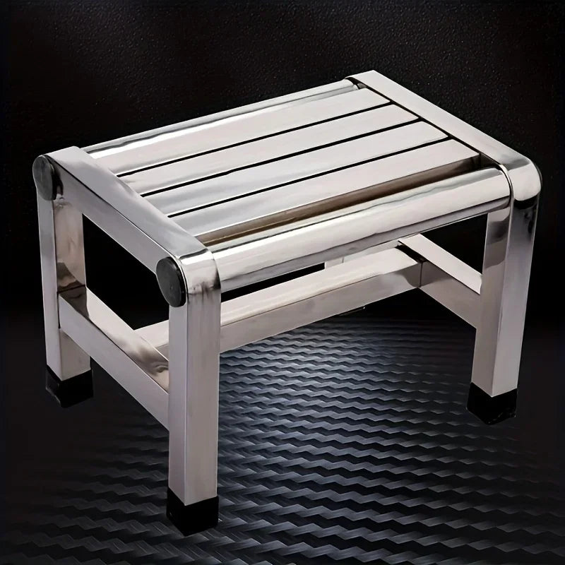 Taburete multifuncional de acero inoxidable - Taburete duradero, grueso y resistente, ideal para sala de estar, baño, cocina, pasillos