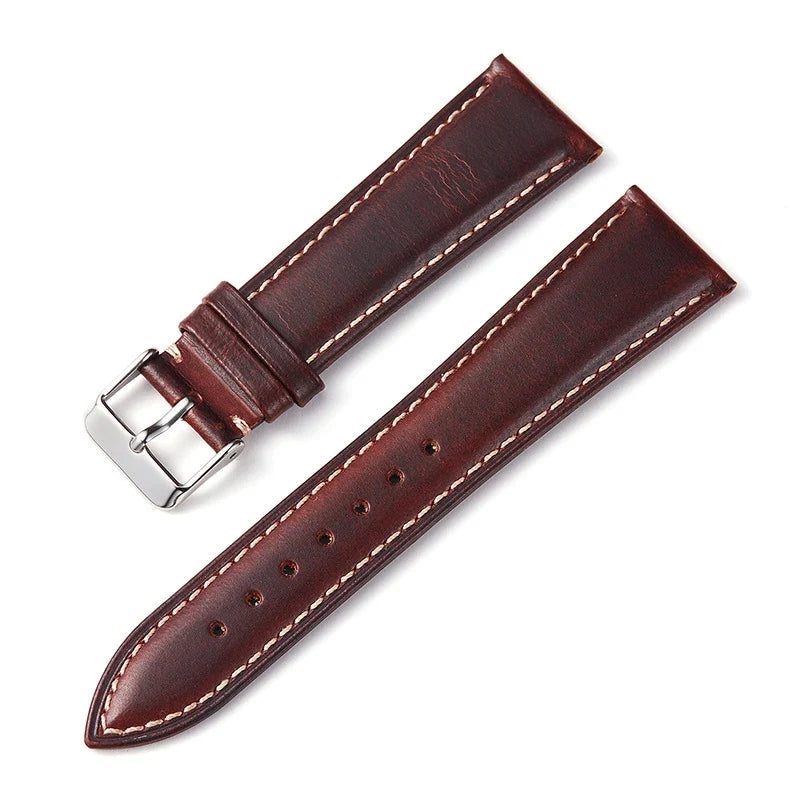 Polar Leather Watch Strap Vintage Oil Wax Cowhide With Pin Buckle, Unisex