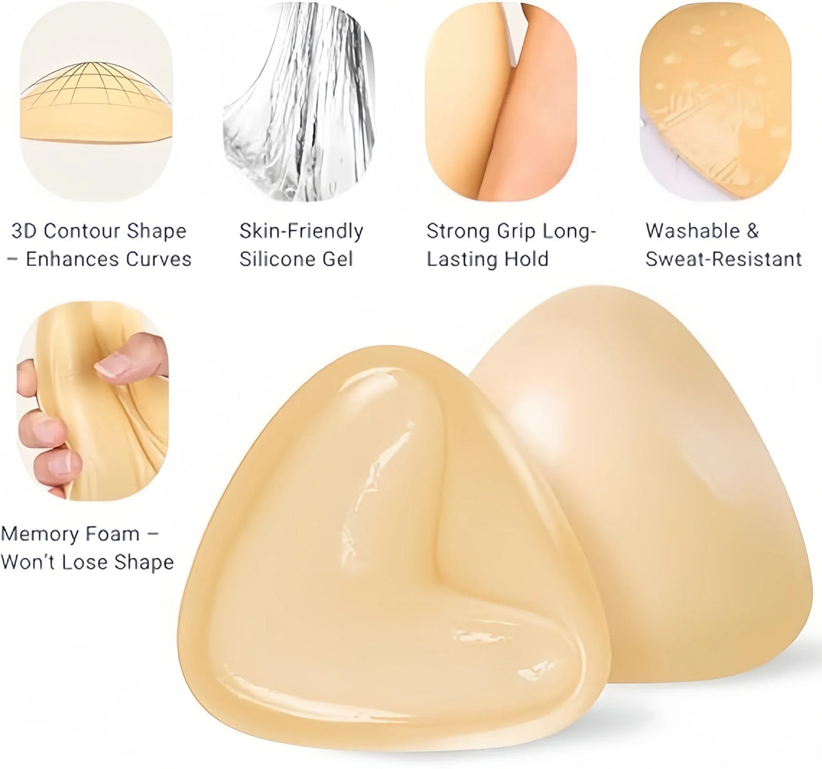 Reusable double-sided adhesive chest patches, adhesive fillers for bikinis/sports bras/strapless dresses