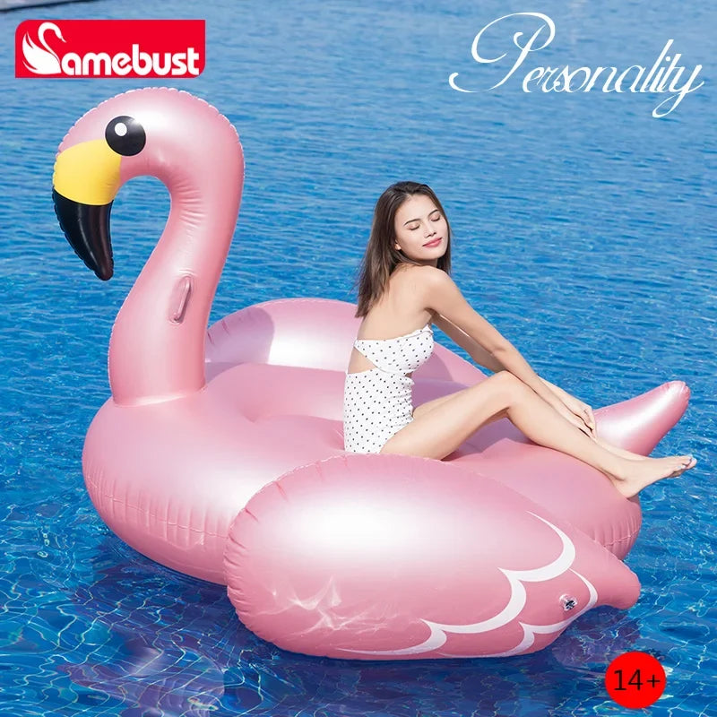 Camebust Rose Golden Inflatable Flamingo Swimming Floats for Swimming Pool Party Beach Party Decoration Floating Toys