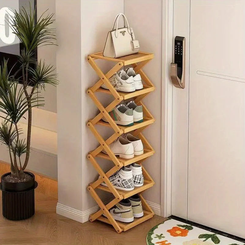 Zapatero Conveniente, Estanterías Plegables que Ahorran Espacio para el Hogar y Dormitorio - Almacenamiento Interior para la Entrada, Estante Estrecho para Zapatos sin Montaje