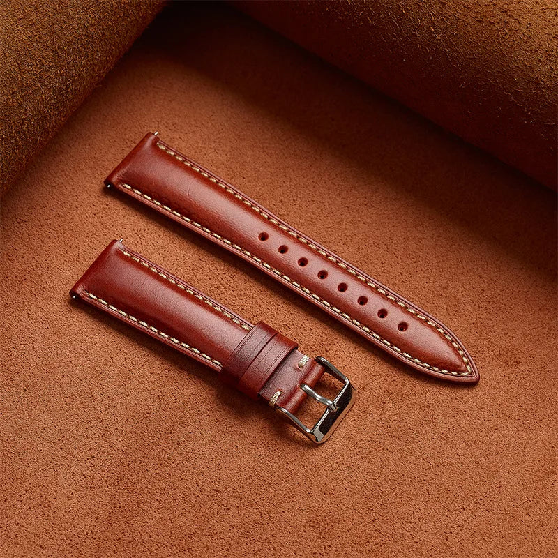 Polar Leather Watch Strap Vintage Oil Wax Cowhide With Pin Buckle, Unisex