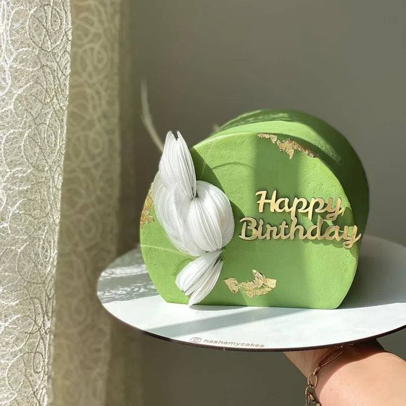 Ins Simple Style Happy Birthday Cake Topper Gold silver Acrylic Kids Party Gift Cupcake Toppers Baby Shower Dessert Decoration