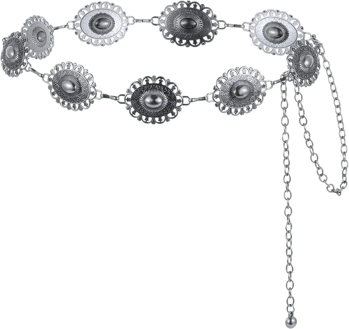Metal Chain Belt for Women Cowgirl Western Country Chain Belts Adjustable Concho Belt for Sweaters Dresses Jeans