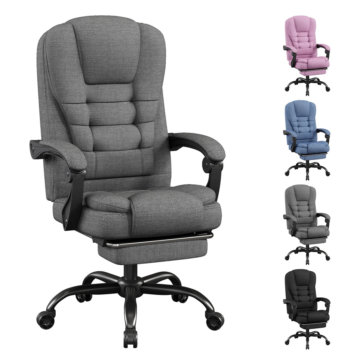 Silla ergonómica de oficina ejecutiva - Silla de respaldo alto con reposacabezas y soporte lumbar, silla premium para oficina en casa - Altura ajustable