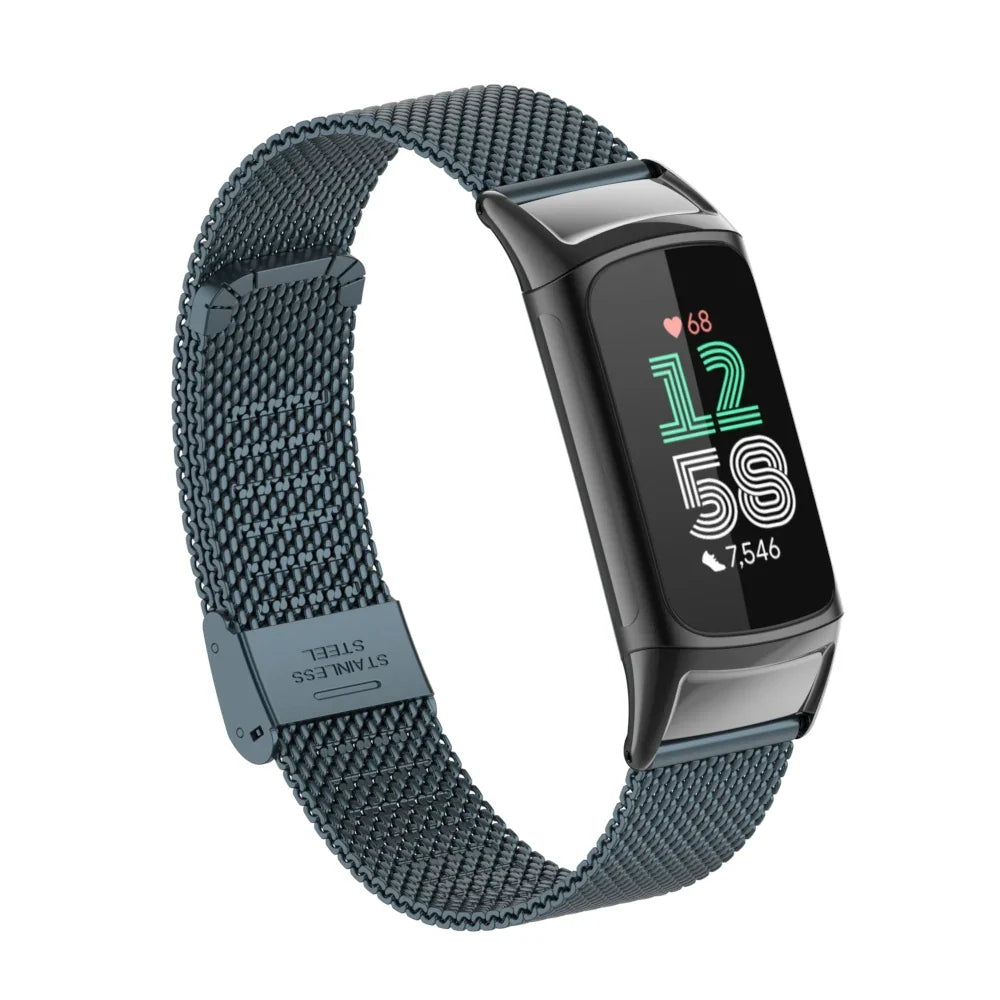Fitbit Charge 5 & 6 Stainless Steel Mesh Band - Clasp Strap
