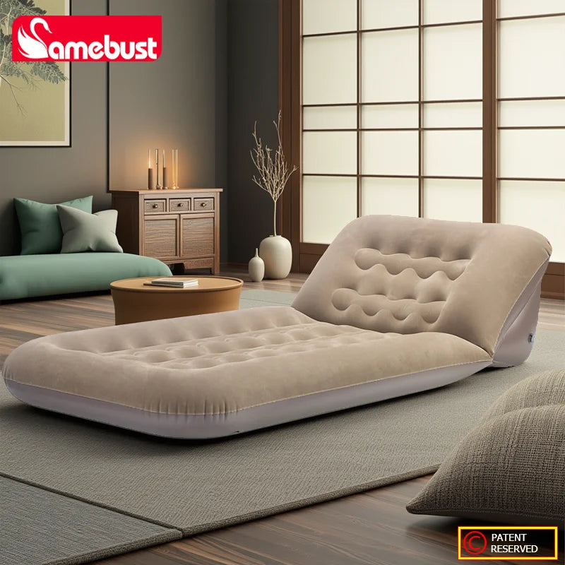 CAMEBUST Colchón de aire para interiores, colchonetas hinchables plegables, colchón inflable para dormir, sofá cama ajustable para uso en casa y al aire libre, marrón/gris
