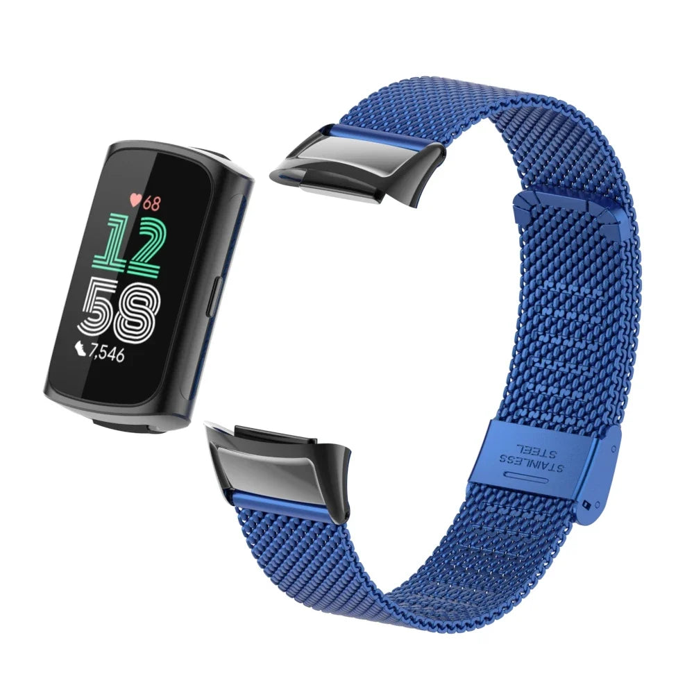 Fitbit Charge 5 & 6 Stainless Steel Mesh Band - Clasp Strap
