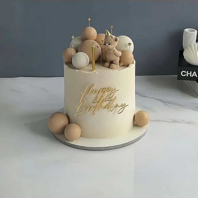 2025 New Happy Birthday Cake Topper Dessert Decoration Gold Side Acrylic Kids Party Cake Toppers for Baby Shower Baking Supplies