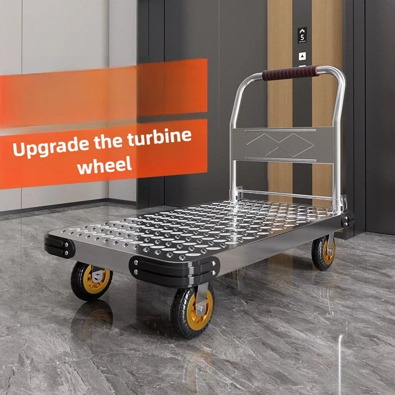 Foldable trolley for carrying goods, foldable portable thickened trailer, express delivery trolley, warehouse handling trolley