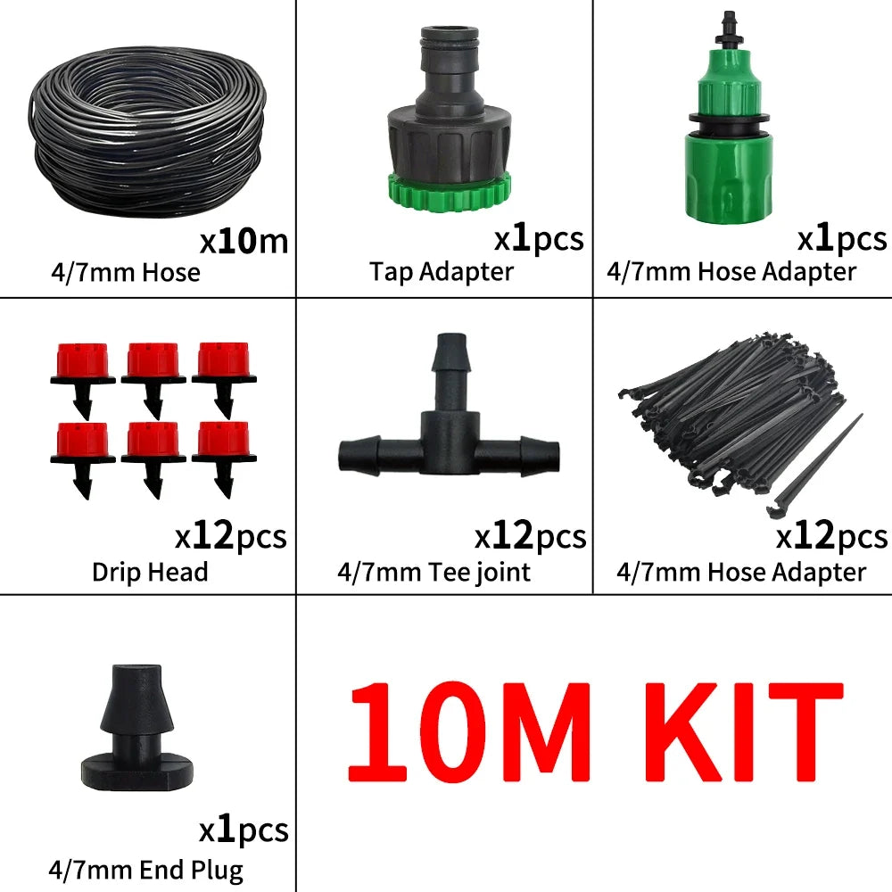 Sistema de riego por goteo micro portátil de 20 m Riego automático con goteros ajustables Kits de riego por nebulización Manguera de jardín