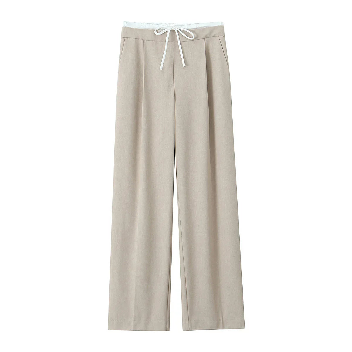 Willshela Women Fashion Solid Lace Up Side Zipper Straight Pants Vintage High Elastic Waist Female Chic Lady Trousers
