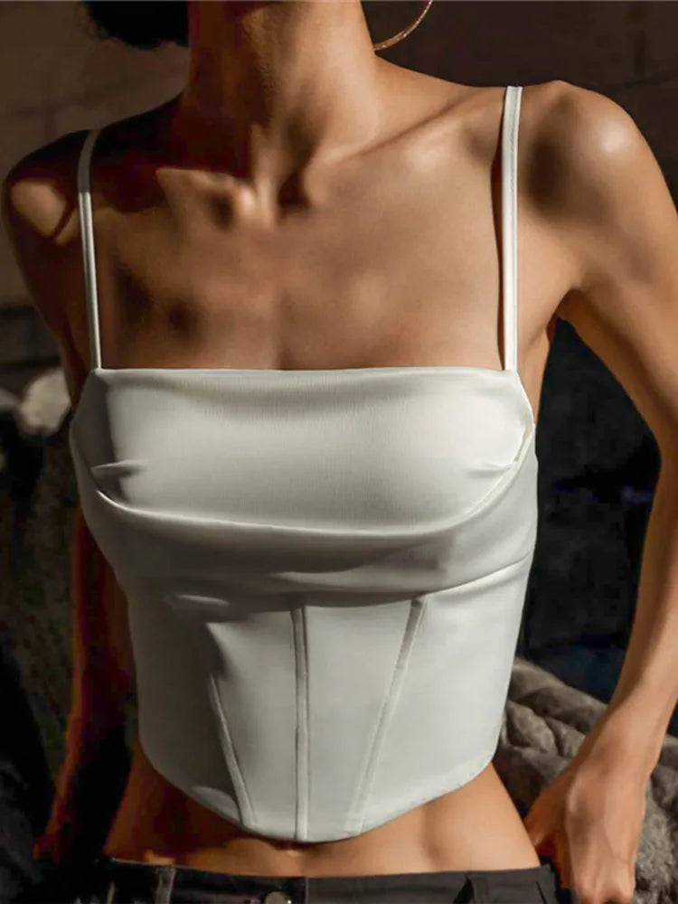 Top corto de tirantes finos, sexy, con espalda descubierta, estilo vendaje, ajustado, elegante para verano 2023, con cordones, para fiesta y estilo urbano, camiseta sin mangas para mujer