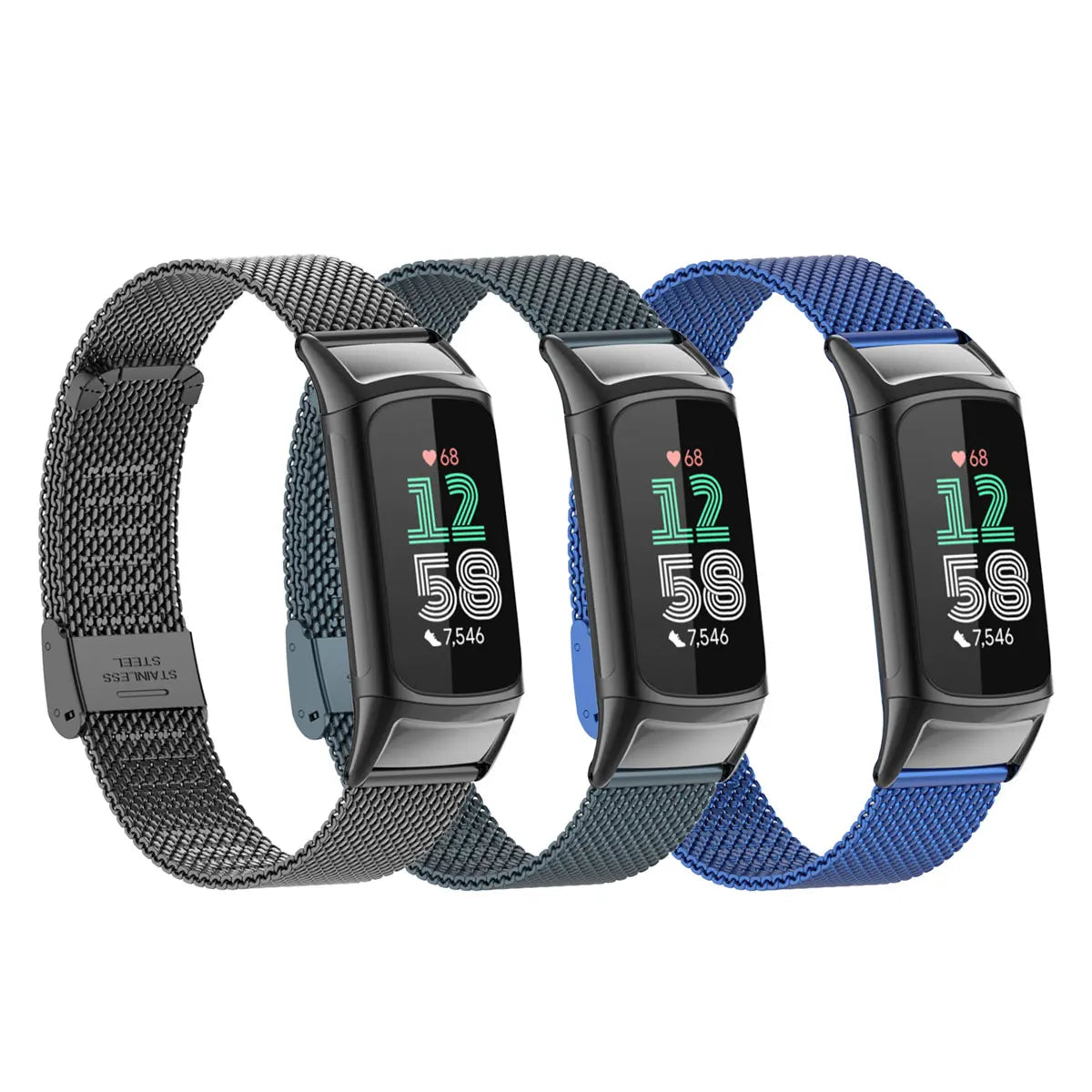 Fitbit Charge 5 & 6 Stainless Steel Mesh Band - Clasp Strap