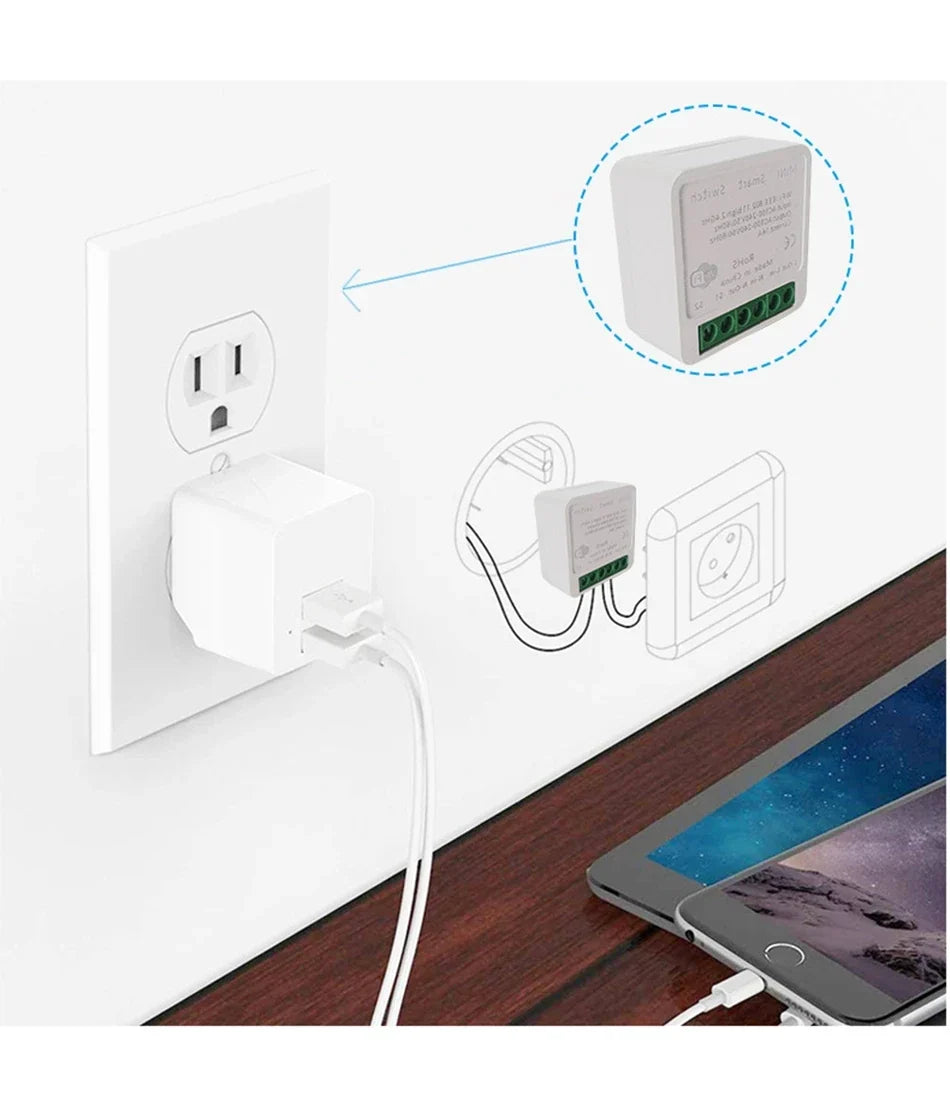16A Mini Breaker Voice Control for Homekit Siri Alexa Google Alice Tuya Smart Home WiFi Smart Switch with Power Monitor