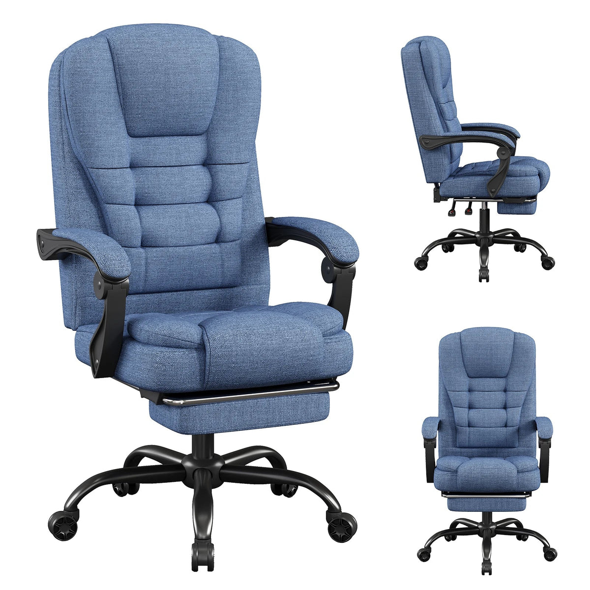 Silla ergonómica de oficina ejecutiva - Silla de respaldo alto con reposacabezas y soporte lumbar, silla premium para oficina en casa - Altura ajustable
